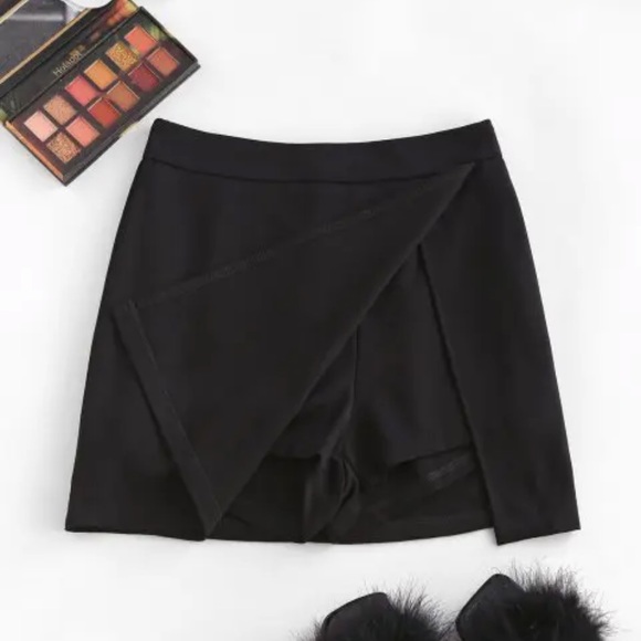 Black Mini Skirt with Built-in Shorts - Picture 5 of 7